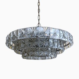 Mid-Century Crystal Ceiling Light attributed to Eriksmåla, Sweden, 1960s