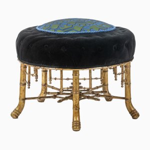 Antique Pouf in Gilded Wood, 1880