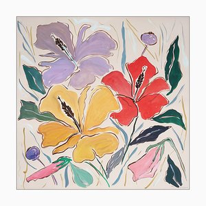 Romina Milano, Hibiscus Tricolore, 2023, Acrylique sur Papier