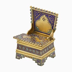 Neo-Russian Salt Shaker Throne in Silver, Champlevé Enamel and Gilding, Late 19th Century