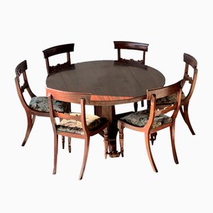 Englische Esszimmerstühle und Tisch aus Mahagoni, 19. Jh., 7 . Set