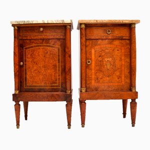 French Marble Top Bedside Cabinets, 1890s, Set of 2