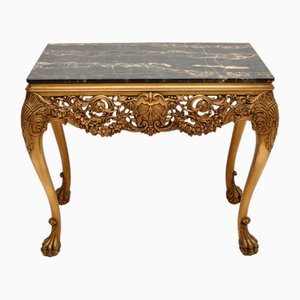 Marble Top Gilt Wood Side Table in the style of William Kent, 1930s