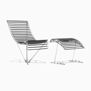 Set of Armchair and Footstool attributed to Jean-Marc Mouligne for Quart De Poil, 1993