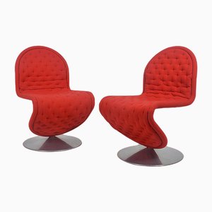 Sillas System 1-2-3 danesas de Verner Panton para Fritz Hansen, años 70. Juego de 2