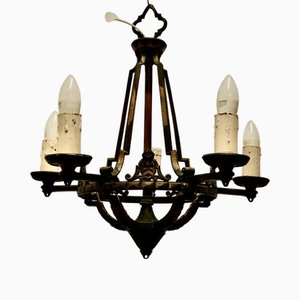 Medieval Style Iron Chandelier, 1920s