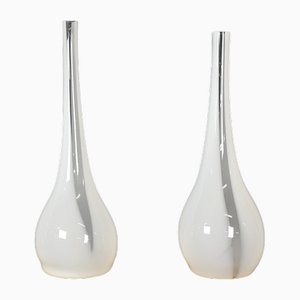 High Collar Glass Vases, Set of 2