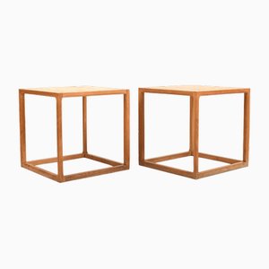 Oak Cube Tables by Kai Kristiansen for Aksel Kjersgaard, Denmark, 1960s, Set of 2