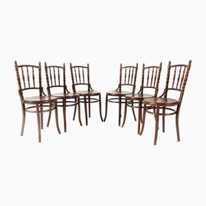 Art Nouveau Bentwood Bistro Chairs from Fischel, 1900s, Set of 6