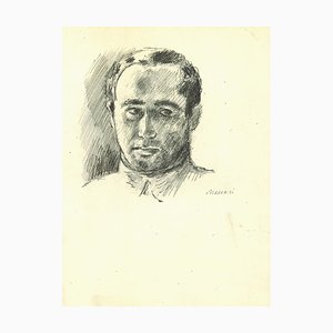 Mino Maccari, Retrato de hombre con cuello, técnicas mixtas, años 60