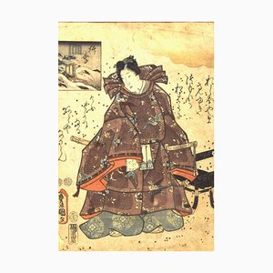 Utagawa Kunisada (Toyokuni III), Porträt eines Samurai, Holzschnitt, 1860er Jahre