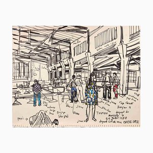 Reynold Arnould, Marseille Station, Ink Drawing, 1970