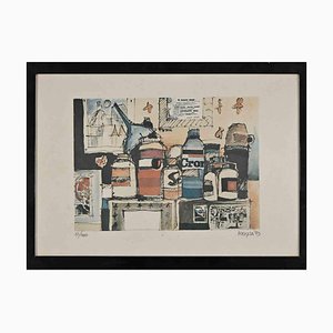 Giuseppe Megna, Stillleben, Lithographie, 1979
