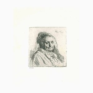 Charles Amand Durand después de Rembrandt, la madre del artista, grabado, del siglo XIX.