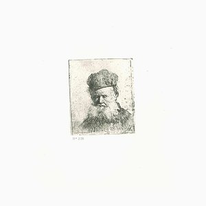 Charles Amand Durand después de Rembrandt, un hombre con una gran barba, grabado, del siglo XIX.