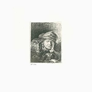 Charles Amand Durand d'après Rembrandt, Vieille Femme Endormie, Gravure, 19ème Siècle
