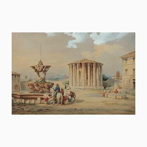 Roberto Gigli, Tempio di Vesta, inchiostro e acquerello, fine XIX secolo