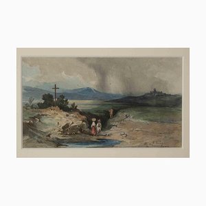 Robert Werner, Roman Countryside, Ink & Watercolor, Early 20th Century