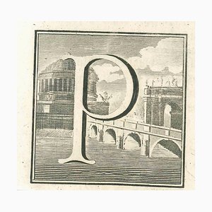 Luigi Vanvitelli, Letter of the Alphabet P, Etching, 18th Century