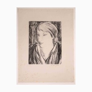 Luc-Albert Moreau, Portrait of Woman, Lithograph, Early 20th Century