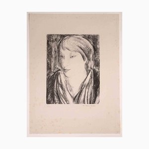 Luc-Albert Moreau, Ritratto di donna, litografia, inizio XX secolo