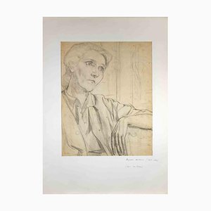Reynold Arnould, Portrait, Pencil Drawing, Mid-20th Century