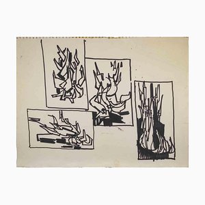 Reynold Arnould, Composición abstracta, Dibujo a tinta, 1970