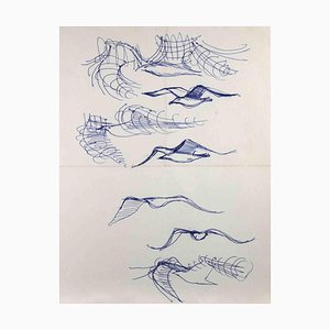 Reynold Arnould, Birds in Helsinki, dibujo a tinta, 1970