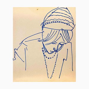 Reynold Arnould, Retrato de mujer, dibujo a tinta, 1979