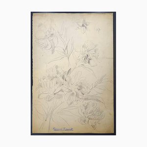 Albert Fernand-Renault, Flowers, Drawing, 1950s