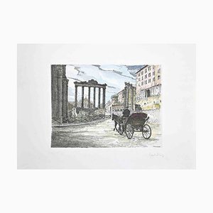 Giuseppe Malandrino, Roman Forum, Etching, 1970s