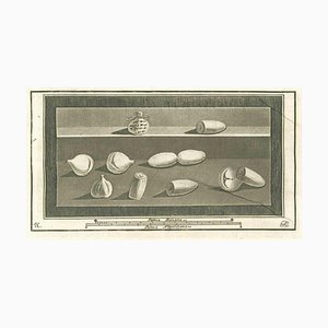 Autori vari, natura morta affresco pompeiano, acquaforte, XVIII secolo