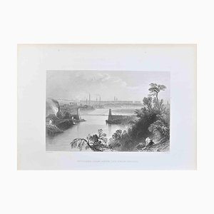 William Henry Bartlett, Aberdeen desde arriba del puente de las cadenas, litografía de WH Bartlett-siglo XIX