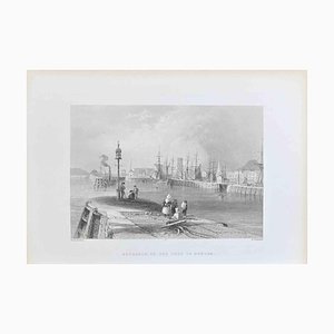 William Henry Bartlett, Entrée du port de Dundee, Lithographie, 19e siècle