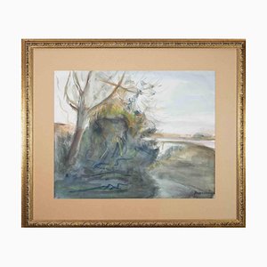 Alfonso Avanessian, Landscape, Watercolor, 1990s, Framed