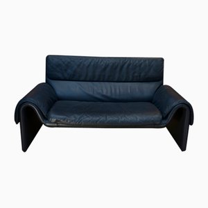 Schwarzes Zwei-Sitzer Ledersofa von Maison De Sede, 1980er