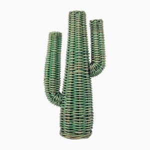 Escultura bohemia de planta de cactus de ratán, años 80