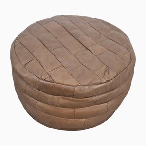 Vintage Ibiza Pouf in Brown Leather, 1970s