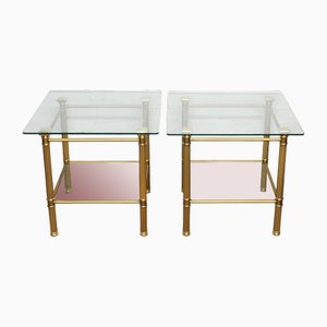 Vintage Brass and Glass Side Tables, 1970s, Set of 2