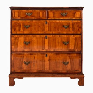 Walnut and Feather Banded Chest of Drawers