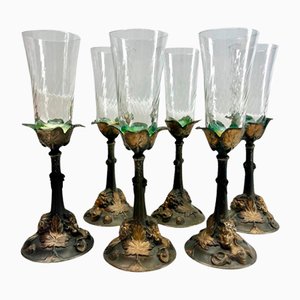 Bicchieri da champagne Art Nouveau di Kaizerzinn, Germania, anni '30, set di 6