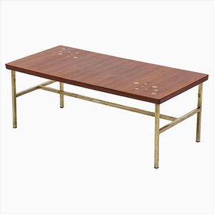 Table Basse en Laiton et Teck, Suède, 1960s