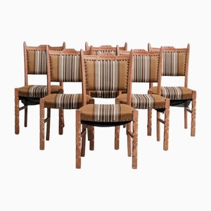 Mid-Century Danish Upholstered Oak Dining Chairs, Set of 6