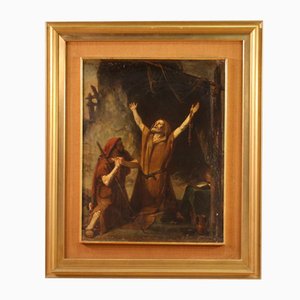 Artiste Italien, La Vision de Saint Antoine l'Abbé, 1860, Huile sur Toile