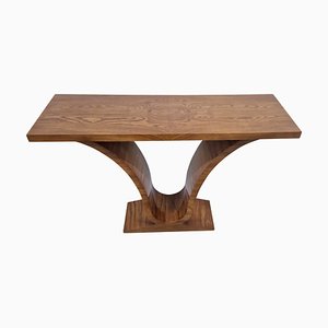 Art Deco Style Console Table in Walnut Root, 1980s