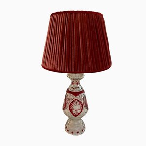 Lampada da tavolo in cristallo rosso rubino di Boemia, anni '20