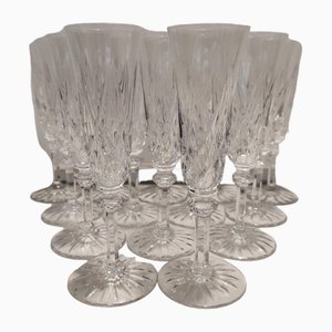 Flûtes à Champagne Vintage en Cristal par Saint Louis, 1950s, Set de 14