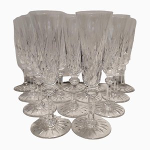 Vintage Champagne Flutes in Crystal by Saint Louis, 1950s, Set of 14