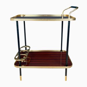 Chariot de Bar Mid-Century en Acajou Ico et Luisa Parisi pour MB Italy, 1960s