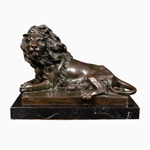 After Barye, Lion Couché, 1970s, Bronze